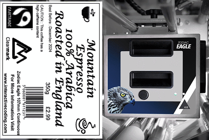 ICE Zodiac Eagle INT thermal tranfer printer UK 107mm print sample tto