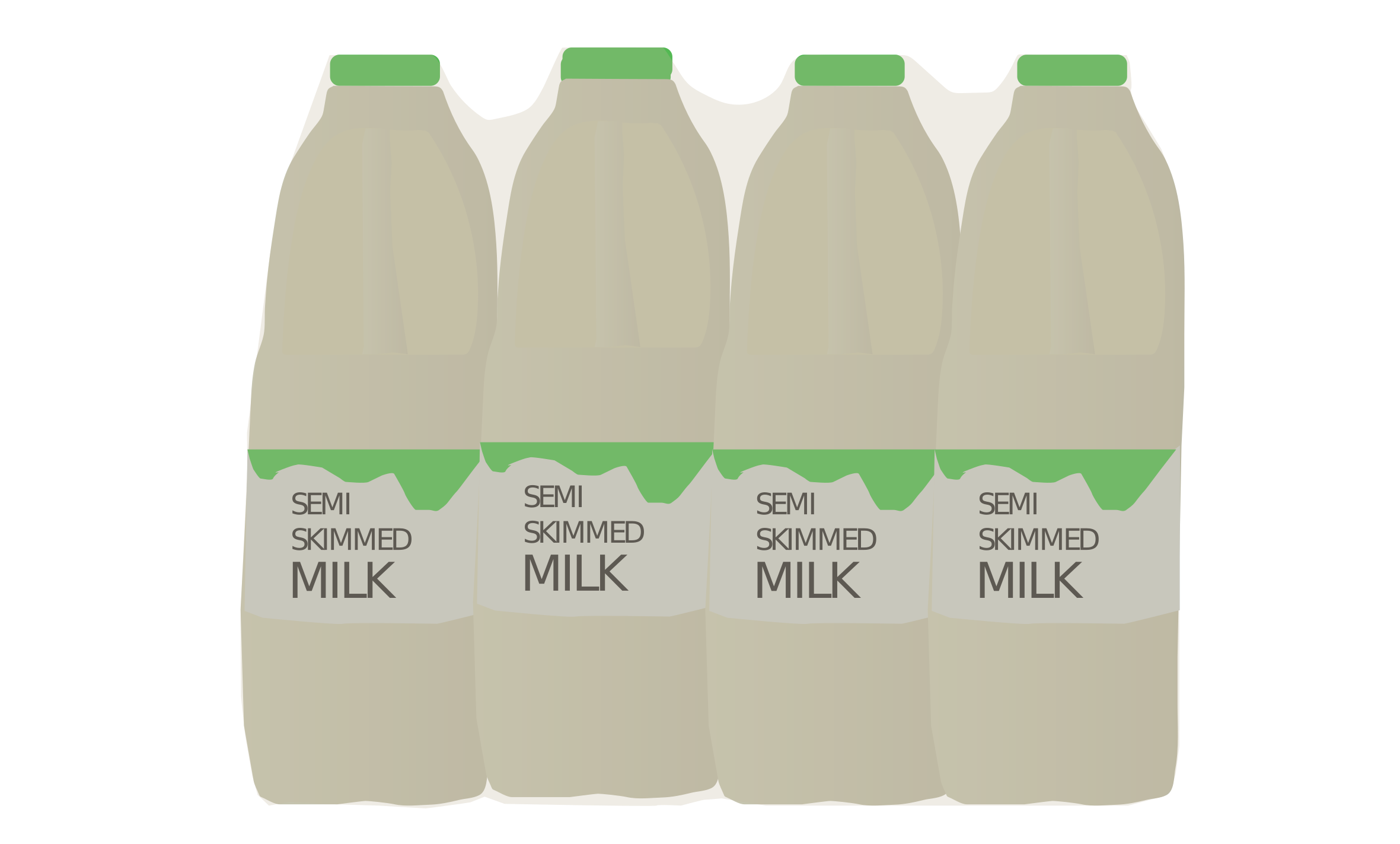 Shrink-wrapped bottles of milk