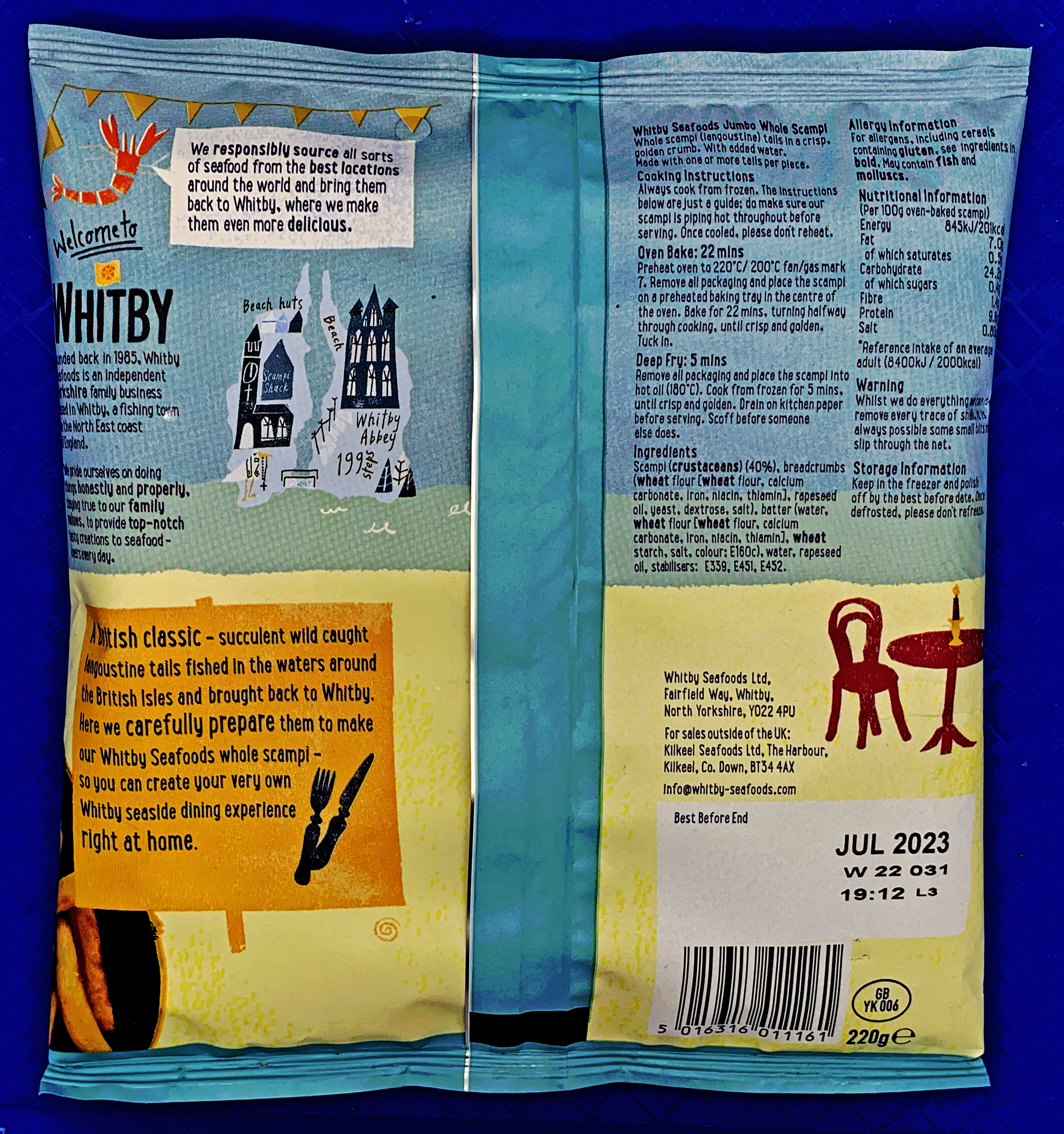 An example of a print on a Whitby Seafoods product packaging